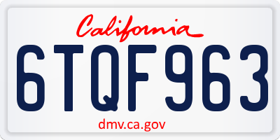 CA license plate 6TQF963