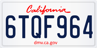 CA license plate 6TQF964