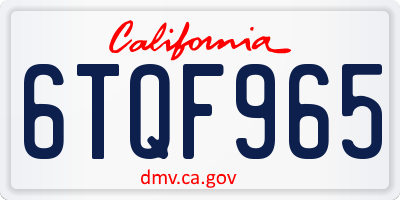 CA license plate 6TQF965