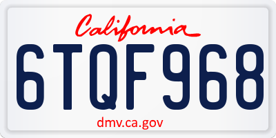 CA license plate 6TQF968