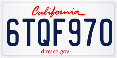 CA license plate 6TQF970