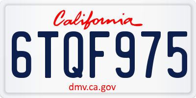CA license plate 6TQF975