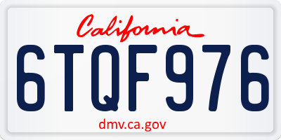 CA license plate 6TQF976