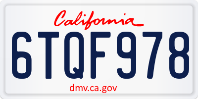 CA license plate 6TQF978