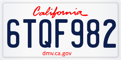 CA license plate 6TQF982