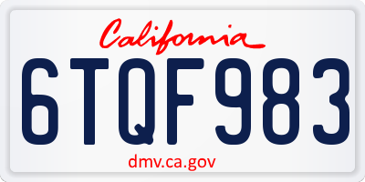 CA license plate 6TQF983