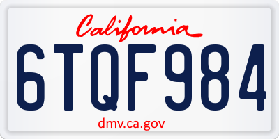 CA license plate 6TQF984