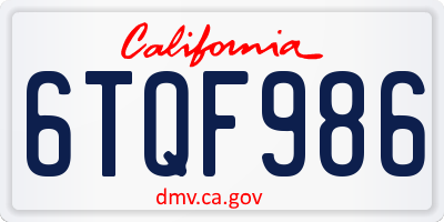 CA license plate 6TQF986