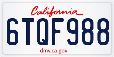 CA license plate 6TQF988