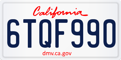 CA license plate 6TQF990