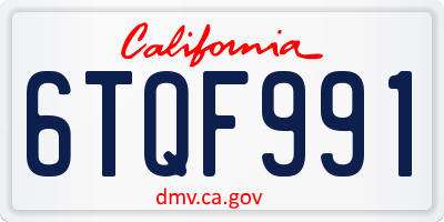CA license plate 6TQF991