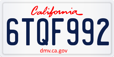 CA license plate 6TQF992