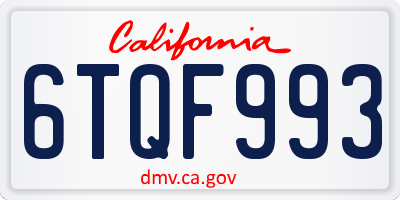 CA license plate 6TQF993