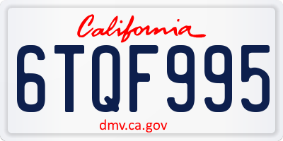 CA license plate 6TQF995