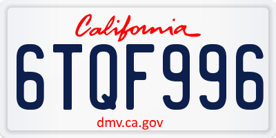 CA license plate 6TQF996