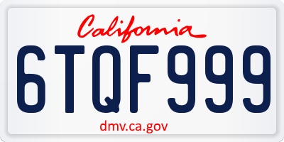 CA license plate 6TQF999