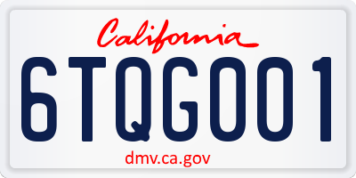 CA license plate 6TQG001