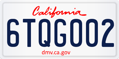 CA license plate 6TQG002