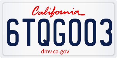 CA license plate 6TQG003