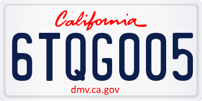 CA license plate 6TQG005