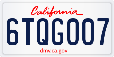 CA license plate 6TQG007