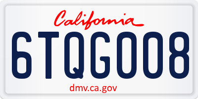 CA license plate 6TQG008