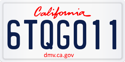 CA license plate 6TQG011