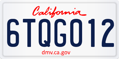 CA license plate 6TQG012