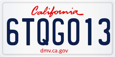 CA license plate 6TQG013