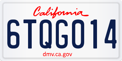 CA license plate 6TQG014