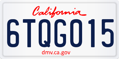 CA license plate 6TQG015