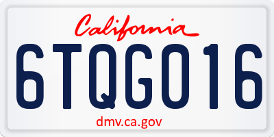 CA license plate 6TQG016
