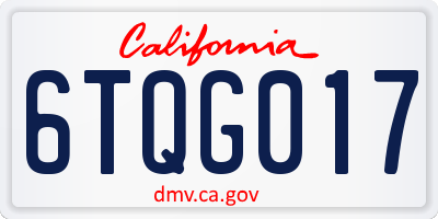 CA license plate 6TQG017
