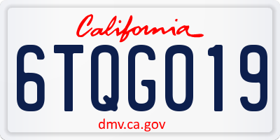 CA license plate 6TQG019