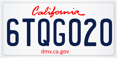 CA license plate 6TQG020