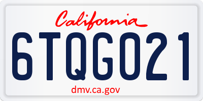 CA license plate 6TQG021