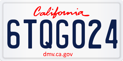 CA license plate 6TQG024