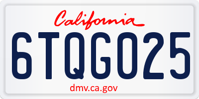 CA license plate 6TQG025
