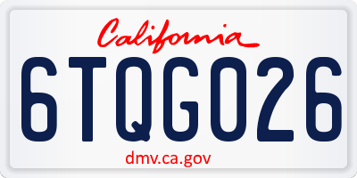 CA license plate 6TQG026