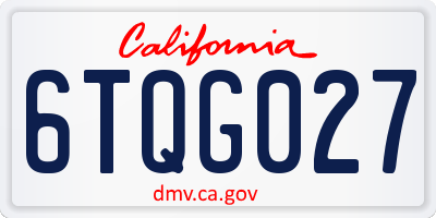 CA license plate 6TQG027