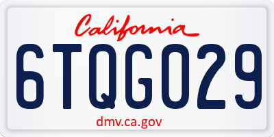 CA license plate 6TQG029