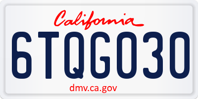 CA license plate 6TQG030