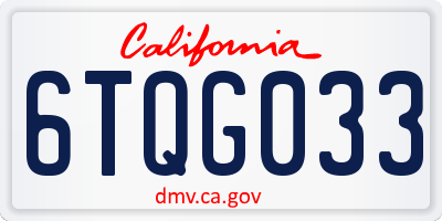 CA license plate 6TQG033