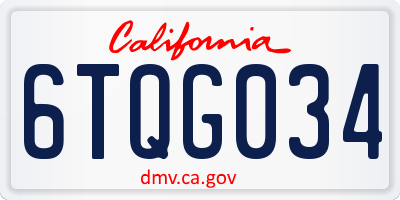 CA license plate 6TQG034