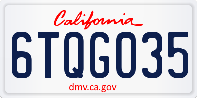 CA license plate 6TQG035