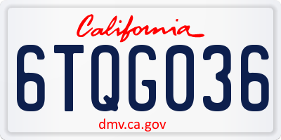 CA license plate 6TQG036