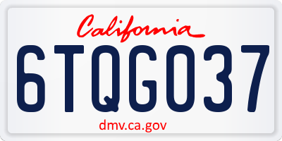 CA license plate 6TQG037