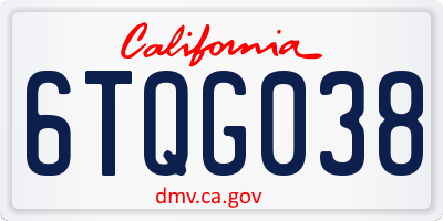 CA license plate 6TQG038