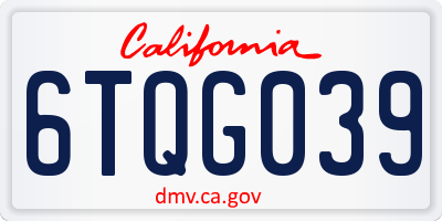 CA license plate 6TQG039