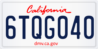 CA license plate 6TQG040